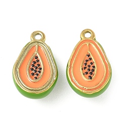 Other Fruits 304 нержавеющей стальной эмали подвески, ионное покрытие (ip), золотые, папайя, 16x10x5.5 мм, отверстие : 1.2 мм
