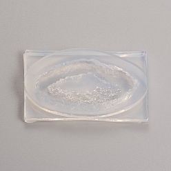 White Crystals Cluster Slices Silicone Geode Molds, Hollow Irregular Epoxy Resin Molds, for Faux Agate Slices Making, Necklace, Jewelry Making, White, 53x32x8mm, Inner Diameter: 40x20mm
