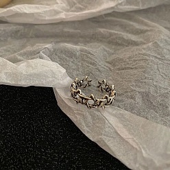 Звезда Сплав манжеты кольца, античное серебро, звезда, внутренний диаметр: 15~20 мм