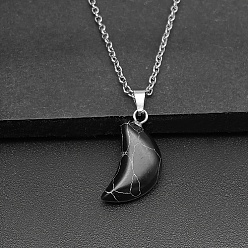 Натуральная Бирюза Ожерелья с подвесками из натуральной бирюзы Moon, с кабельными цепями из платинового сплава, 19.69 дюйм (50 см)