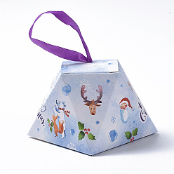 Light Blue Christmas Gift Boxes, with Ribbon, Gift Wrapping Bags, for Presents Candies Cookies, Light Blue, 8.1x8.1x6.4cm