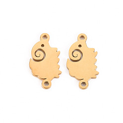 Real 14K Gold Plated 304 Stainless Steel Links/Connectors, Laser Cut, Real 14K Gold Plated, 16x8.5x1mm, Hole: 1mm