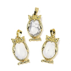 Говлит Натуральная подвеска Howlite, с латунной фурнитурой , без свинца и без кадмия, долговечный, сова, 28.5x15.5x7 мм, отверстие : 5x8 мм