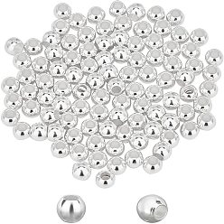 Stainless Steel Color 100Pcs 304 Stainless Steel Beads, Round, Stainless Steel Color, 4x3mm, Hole: 1.8mm