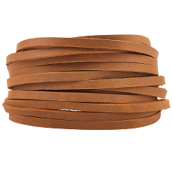 Темно-Золотистый 5 плоские шнуры из коровьей кожи, для diy craft, плоский, темные золотарник, 5x2 мм, около 5.47 ярдов (5 м) / комплект