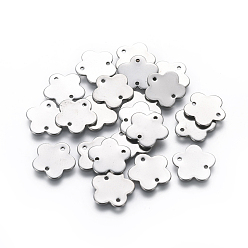 Нержавеющая Сталь Цвет Устойчивы к потускнению 201 соединители из нержавеющей стали, цветок, цвет нержавеющей стали, 13x13.5x0.7 мм, отверстие : 1.2 мм