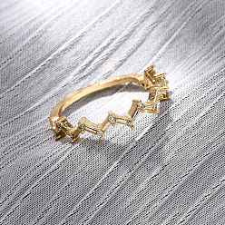 Настоящее золото 18K Латунные микро проложить пальцев кольца кубического циркония, реальный 18 k позолоченный, 4 мм, размер США 7 (17.3 мм)