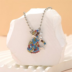 Лиса Ожерелья из сплава с разноцветными стразами для детей, платина, лиса, 19.69 дюйм (50 см)