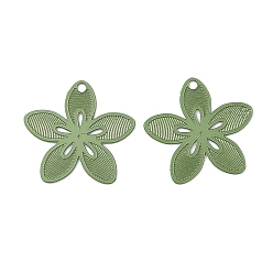 Темный Морско-зеленый Аэрозольная краска 430 подвески из нержавеющей стали, цветок, темно-зеленый, 13x14x0.3 мм, отверстие : 1 мм