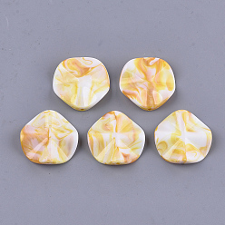 Gold Acryl-Perlen, Nachahmung Edelstein-Stil, Ton zwei, Flachrund, Gold, 33.5x33x7 mm, Bohrung: 1.6 mm, ca. 123 Stk. / 500 g