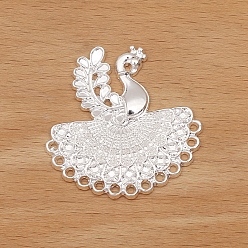 Серебро Звенья компонентов люстры из сплава павлина, серебряные, 38x37 мм