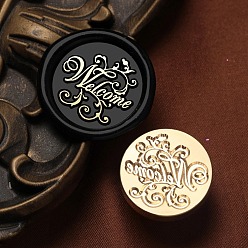 Слово Добро пожаловать сургучная печать латунные головки штампов, для сургучной печати, золотые, слово, 25x15 мм, внутренний диаметр: 7 мм