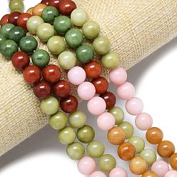 (52) Непрозрачная лаванда Натуральный Malaysia нефритовые бусы пряди, окрашенная и подогревом, круглые, разноцветные, 10 мм, отверстие : 1.2 мм, около 38~40 шт / нитка, 15.08''~15.16'' (38.3~38.5 см)