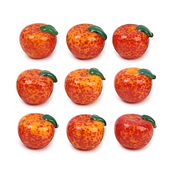 Red Handmade Lampwork Beads, Apple, Red, 10x14x12mm, Hole: 1.2-1.8mm