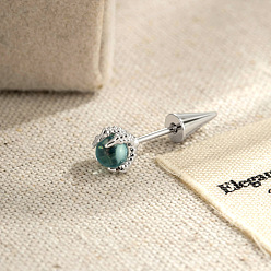 Аквамарин Серьги-гвоздики в виде когтя дракона с шариком из латуни и кубического циркония., с 304 штифтов из нержавеющей стали, платины и нержавеющая сталь цвет, аквамарин, бар: 6 mm, штифты : 0.8 мм