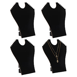 Черный 4 шт. бархатные подставки для демонстрации ожерелий в форме бюста, чёрные, 24.2x23x0.5 см