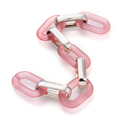 Light Coral Handmade Figaro Chains, with Transparent Frosted Acrylic Linking Ring and CCB Plastic Linking Ring, Oval, Light Coral, Link: 31x19x5mm, 6.5x12x29, about 39.37 inch(1m)/strand