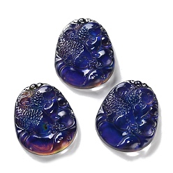 Синий Украшения для показа рыб с датчиками температуры и меняющими цвет, для украшения рабочего стола домашнего офиса, синие, 49x40.5x9.5 мм