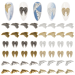 (52) Непрозрачная лаванда 48шт 12 стили тибетский стиль сплав кабошоны, украшения для ногтей, крыло, разноцветные, 12~16x10.5~14.5x1~1.5 мм, 4 шт / стиль