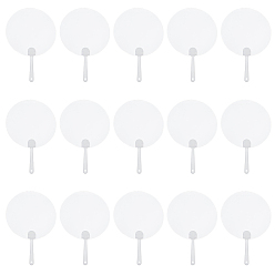 Round 15Pcs Transparent PVC Hand Held Fan, Blank Painting Fans, for Kids DIY Crafts, Round, 255x170x3mm, Fan: 170x170x0.5