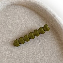 Цвет Оливы Уксусная кислота с заколками из сплава кожи аллигатора, сердце, оливковый, 12x65 мм