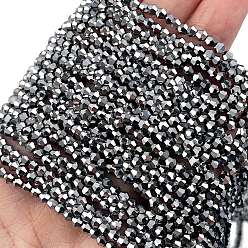 с Платиновым Покрытием Прозрачные стеклянные бусины гальваническим пряди, полное покрытие, граненые, двухконусные, с покрытием платиным, 2.9~3.3x2.5 мм, отверстие : 0.7 мм, около 135~140 шт / нитка, 38~40 см