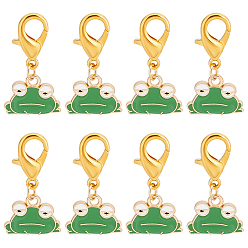 Золотой Подвеска в виде лягушки из сплава эмали с замком маркеры петель, маркер стежка с застежкой «лобстер» из цинкового сплава, золотые, 2.8 см, 12 шт / комплект