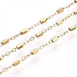 Настоящее золото 18K 304 цепи из нержавеющей стали ссылка, пайки, с катушкой, колонка, ионное покрытие (ip), реальный 18 k позолоченный, 1.5x1x0.2 мм, около 32.81 футов (10 м) / рулон