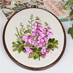 Фиолетовый Наборы для вышивки цветов и листьев своими руками, включая набивную хлопчатобумажную ткань, нитки и иглы для вышивания, фиолетовые, 29x22 см