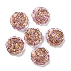 Old Rose Plating Transparent Acrylic Beads, Golden Metal Enlaced, Rose, Old Rose, 14x5mm, Hole: 2mm, about 950pcs/500g