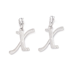 Letter X Подвески с буквами из экологически чистой латуни, настоящее платиновое долговечное покрытие, без кадмия и без свинца, letter.x, 17.5x19x1.4 мм, отверстие : 6.5x3.3 мм