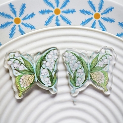 Зеленый лайм Прозрачные акриловые подвески-бабочки, зеленый лайм, 34x24 мм