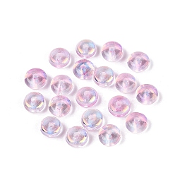 Perle rosa Einbrennlackierung, galvanisierte transparente Glasperlen, Rondell, ab Farbe plattiert, Perle rosa, 6x3 mm, Bohrung: 1.2~1.4 mm, ca. 5263 Stk. / 1000 g