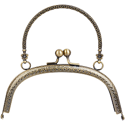 Античная Бронза 1pc цветочный железный поцелуйчик застежка-карабин для кошелька ручка, с ручкой, для изготовления портмоне, античная бронза, 165 мм