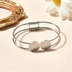 Нержавеющая Сталь Цвет 201 браслеты из нержавеющей стали для женщин, плоский круг со святым бенедиктом и крестом, цвет нержавеющей стали, 1/2 дюйм (1.2 см), внутренний диаметр: 1-3/4 дюйм (4.6 см) x 2-1/2 дюйм (6.3 см)