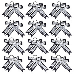Noir 24 pièces 12 élastiques à cheveux en polyester style, bowknot, noir, 140x175mm, 12 pcs / style