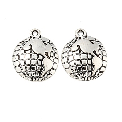 Antique Silver Tibetan Style Zinc Alloy Earth Charms, Lead Free & Cadmium Free, Antique Silver, 12x16x3mm, Hole: 1.5mm, about 500pcs/500g