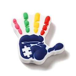 Другие Силиконовые фокусные бусины на тему детского аутизма, DIY уход за ожерельем, рука, 29x30x7 мм, отверстие : 2 мм