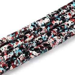 Темно-Красный Синтетических нитей бирюзовые бусы, окрашеные, колонка, темно-красный, 4~6x4.5 мм, отверстие : 0.8~1 мм, около 63~67 шт / нитка, 14.37~14.76'' (36.5~37.5 см)