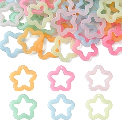(52) Непрозрачная лаванда 60шт 6 цвета акриловые подвески с имитацией желе, звезда, разноцветные, 28.5x29.5x4 мм, отверстие : 1.8 мм, 10 шт / цвет