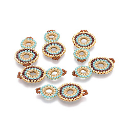 Разноцветный Японский бисер miyuki & toho ручной работы ссылки, Ткацкий станок, перегонный куб, красочный, 32~33x17x1.5~2 мм, отверстие : 2 мм