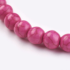 Fuchsia Synthetic Turquoise Beads Strands, Dyed, Round, Fuchsia, 8mm, Hole: 1mm, about 50pcs/strand, 15.35 inch