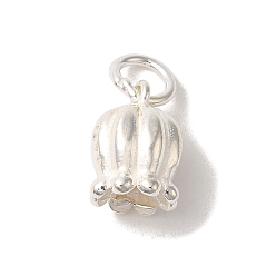 Серебро 925 подвески-тюльпаны из стерлингового серебра с соединительными кольцами, серебряные, 10.5x7x7 мм, отверстие : 4 мм