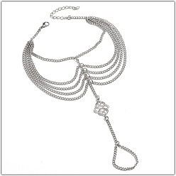 Платина Благоприятные облачные сплавные многослойные браслеты на пальцы ног с кисточками из сплава для женщин, платина, 9-7/8 дюйм (250 мм)