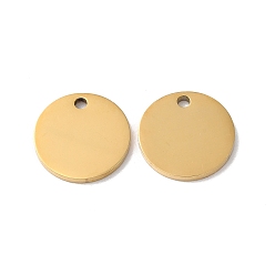 Настоящее золото 18K 304 прелести нержавеющей стали, штамповка пустой метки, плоский круглый шарм, реальный 18 k позолоченный, 13x1.3 мм, отверстие : 1.6 мм
