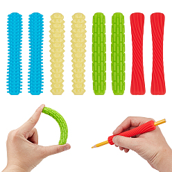 (52) Непрозрачная лаванда 4шт. текстурированные силиконовые насадки на карандаши для детей, разноцветные, 100x15.5~20 мм, отверстие : 6.5 мм