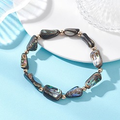 Разноцветный Натуральные браслеты из бусин из раковин морского ушка/пауа, эластичные, для женщин и мужчин., самородки, с Гальваническим немагнитных синтетическими гематита бисера, красочный, бусины : 6~11 мм, внутренний диаметр: 2.09 дюйм (5.3 см)