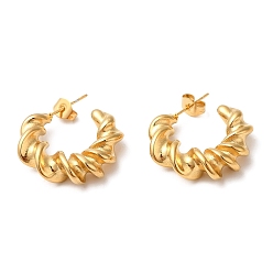 Настоящее золото 18K Ионное покрытие (ip) 304 круглые серьги из нержавеющей стали, серьги-кольца, реальный 18 k позолоченный, 24x7.5 мм