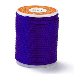 Синий Полиэстер плетеные шнуры, для изготовления ювелирных изделий из бисера, синие, 1.5 мм, около 4.37 ярдов (4 м) / рулон