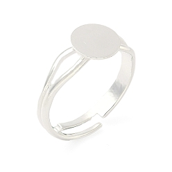 Посеребрённый Регулируемое латунное кольцо-подкладку, плоские круглые подносы с основанием в виде кольца для пальцев, стойки покрытие, долговечный, без свинца и без кадмия, 925 серебро покрытием, лоток : 8 мм, 3 мм, внутренний диаметр: 17 мм